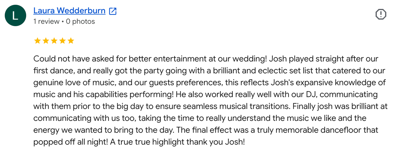 Customer review from Laura