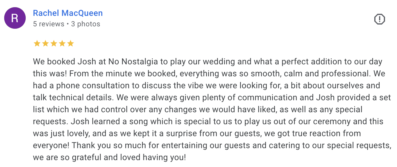 Customer review from Rachel